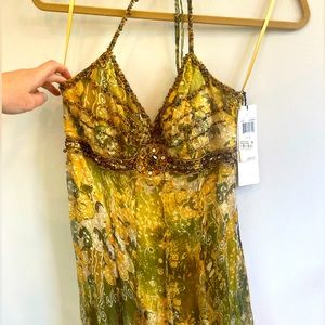 She Wong - Beaded halter string dress - Tags on